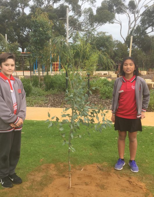 Michael and Abby with their newly planted tree